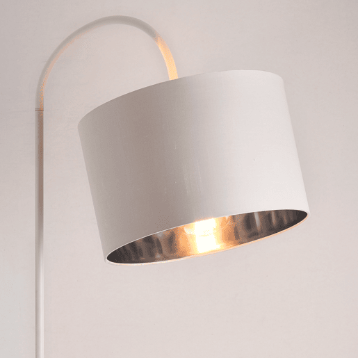 Candeeiro de pé Toledo - 173 x Ø 35 cm - 1xE27 - Abajur giratório - Tecido metálico - branco lux.pro lux.pro