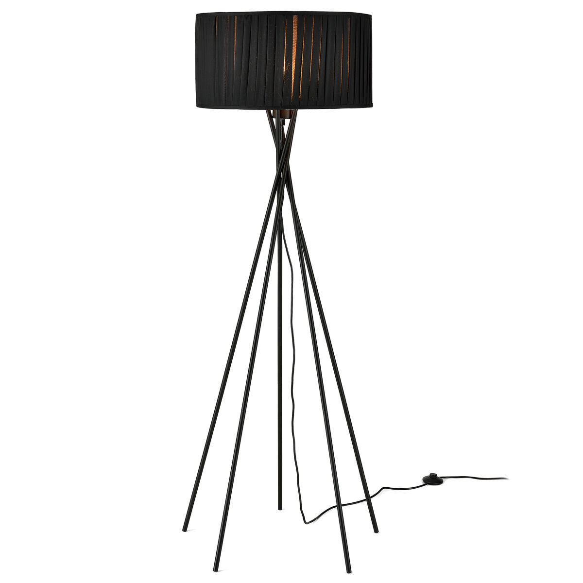 [lux.pro] lámpara de pie 'black mikado' - bombilla excluida - e27 / 60 w / 230 v - negro (155cm - 48 cm) - design