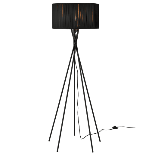lux.pro Candeeiro de pé 'Black Mikado' - sem lâmpada - E27  60 W  230 V - Preto (155cm - 48 cm) - design