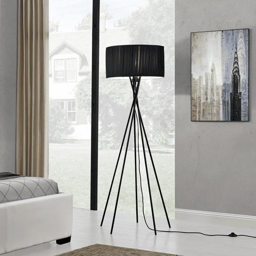 lux.pro Candeeiro de pé 'Black Mikado' - sem lâmpada - E27  60 W  230 V - Preto (155cm - 48 cm) - design