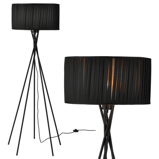 lux.pro Candeeiro de pé 'Black Mikado' - sem lâmpada - E27  60 W  230 V - Preto (155cm - 48 cm) - design