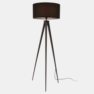Candeeiro de pé Faro - Tripé 153 x Ø50 cm Tecido metálico - Preto - 1 x E27 - 60W lux.pro lux.pro.