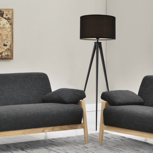 Candeeiro de pé Faro - Tripé 153 x Ø50 cm Tecido metálico - Preto - 1 x E27 - 60W lux.pro lux.pro.