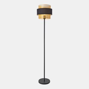 Candeeiro de pé Albans abajur duplo metal, plástico e tecido 160 x Ø 30 cm - Preto  Dourado lux.pro.