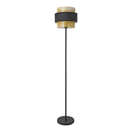 Candeeiro de pé Albans abajur duplo metal, plástico e tecido 160 x Ø 30 cm - Preto  Dourado lux.pro.