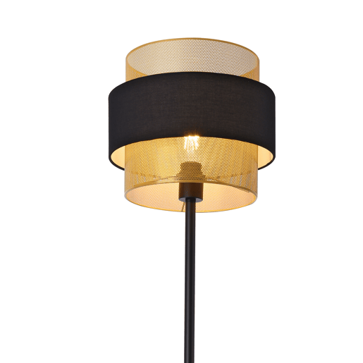 Candeeiro de pé Albans abajur duplo metal, plástico e tecido 160 x Ø 30 cm - Preto  Dourado lux.pro.
