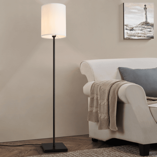 Candeeiro de pé Solna 1 x E27 60W metal têxtil 158x24x24 cm - Preto Branco lux.pro lux.pro.