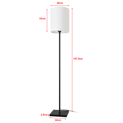 Candeeiro de pé Solna 1 x E27 60W metal têxtil 158x24x24 cm - Preto Branco lux.pro lux.pro.