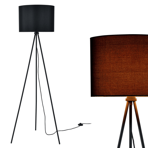 lux.pro Candeeiro de pé - sem lâmpada - E27  40 W  230 V - preto (150cm - 40 cm) - design