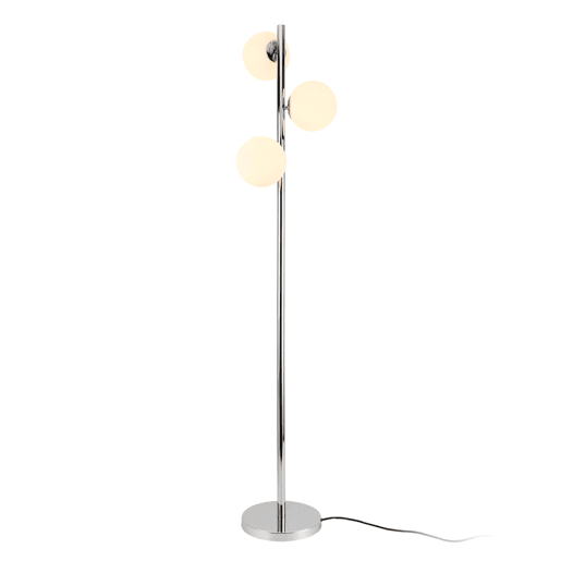 Candeeiro de pé Gent - 154 x Ø 25 cm - Metal Vidro - 3 x E14 - Cromado e Branco lux.pro.