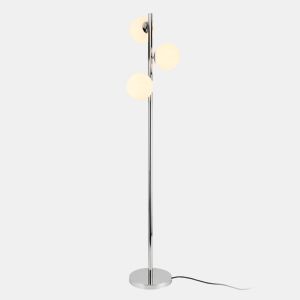 Candeeiro de pé Gent - 154 x Ø 25 cm - Metal Vidro - 3 x E14 - Cromado e Branco lux.pro.