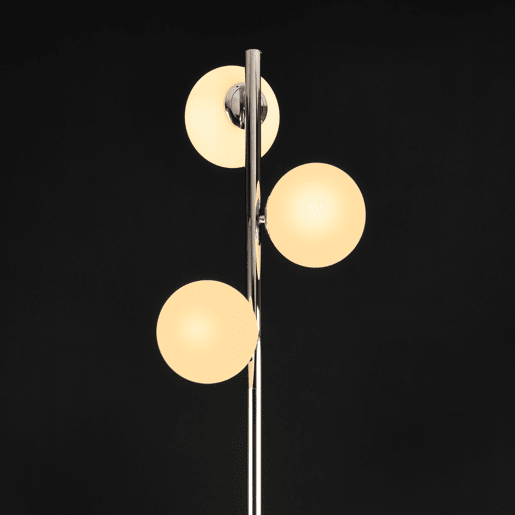 Candeeiro de pé Gent - 154 x Ø 25 cm - Metal Vidro - 3 x E14 - Cromado e Branco lux.pro.