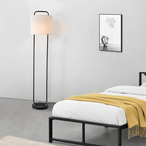Candeeiro de pé Meløy Cylindrical Metal 162cm - Preto e Branco lux.pro