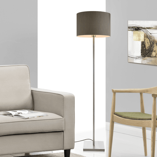 Candeeiro de pé Coimbra - 151 x Ø 38 cm - 1 x E27 - Tecido metálico - Cinzento lux.pro.