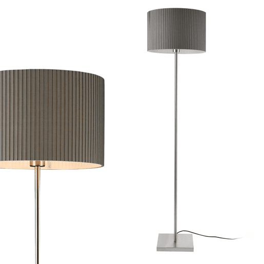 Candeeiro de pé Coimbra - 151 x Ø 38 cm - 1 x E27 - Tecido metálico - Cinzento lux.pro.