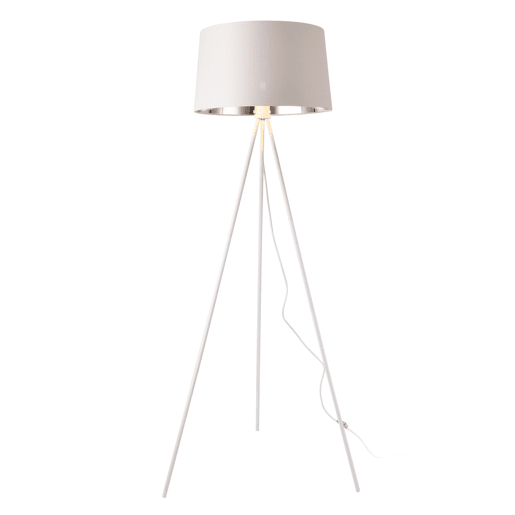 Candeeiro de pé Manchester - Tecido metálico - 150 x Ø 45 cm - Branco e prateado - 1 x E27 lux.pro lux.pro.