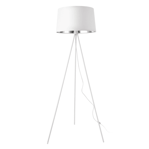 Candeeiro de pé Manchester - Tecido metálico - 150 x Ø 45 cm - Branco e prateado - 1 x E27 lux.pro lux.pro.