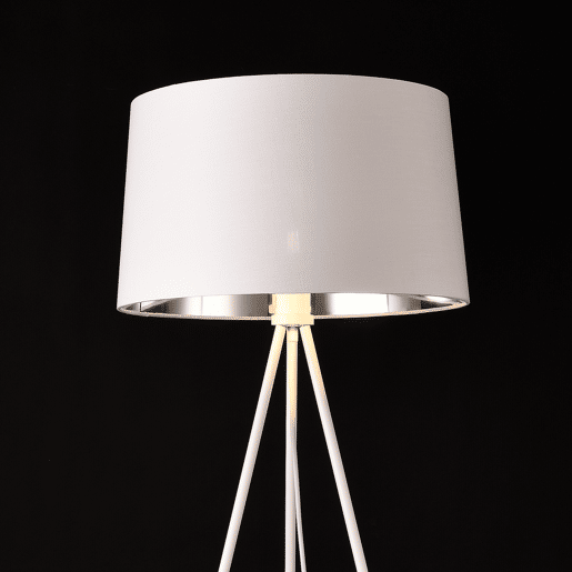 Candeeiro de pé Manchester - Tecido metálico - 150 x Ø 45 cm - Branco e prateado - 1 x E27 lux.pro lux.pro.