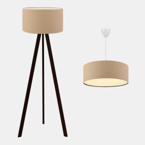 Conjunto de 2x candeeiros Scunthorpe 1xE27 20 W - 70 x Ø 38 cm e 140 x Ø 38 cm - MDFTecido BrancoPretoBege lux.pro.