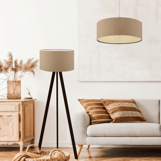Conjunto de 2x candeeiros Scunthorpe 1xE27 20 W - 70 x Ø 38 cm e 140 x Ø 38 cm - MDFTecido BrancoPretoBege lux.pro. Conjunto de 2x candeeiros Scunthorpe 1xE27 20 W - 70 x Ø 38 cm e 140 x Ø 38 cm - MDFTecido BrancoPretoBege lux.pro.