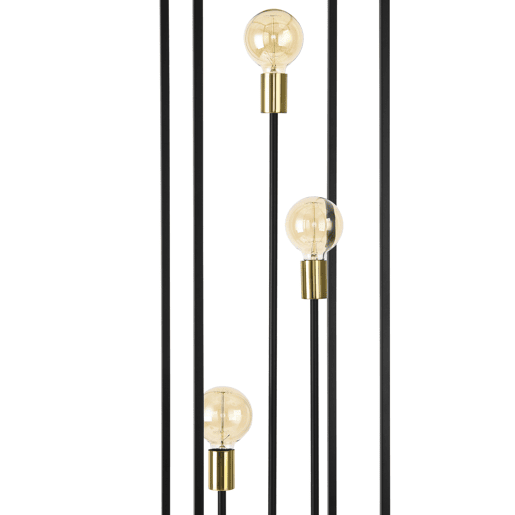 Candeeiro de pé Groningen - 140 x 30 x 30 x 30 cm - Candeeiro de design com 3 focos - Iluminação de interior - 3 x E27 - Metal - Preto e latão lux.pro.
