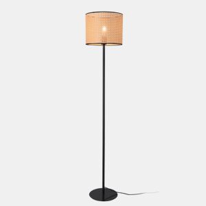 Candeeiro de pé Helens com abajur de rotim em metal e plástico 154 x Ø 30 cm - preto  bege lux.pro lux.pro.