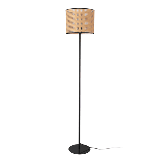 Candeeiro de pé Helens com abajur de rotim em metal e plástico 154 x Ø 30 cm - preto  bege lux.pro lux.pro.