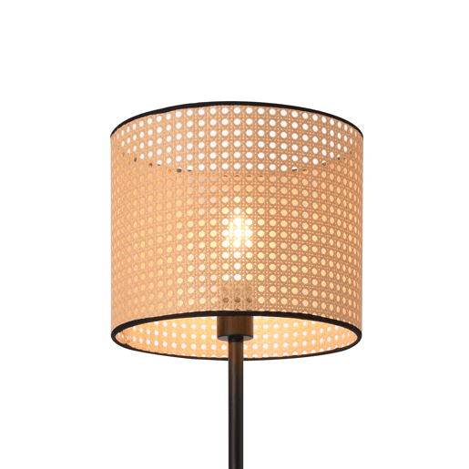 Candeeiro de pé Helens com abajur de rotim em metal e plástico 154 x Ø 30 cm - preto  bege lux.pro lux.pro.