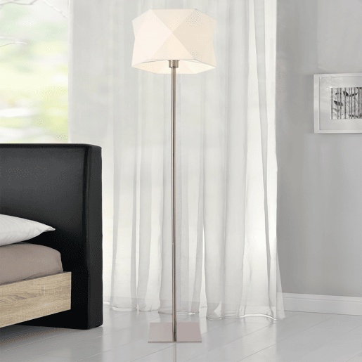 Candeeiro de pé Narwa - 152 x Ø 40 cm - 1 x E27 - Tecido metálico - Cromado e branco lux.pro lux.pro