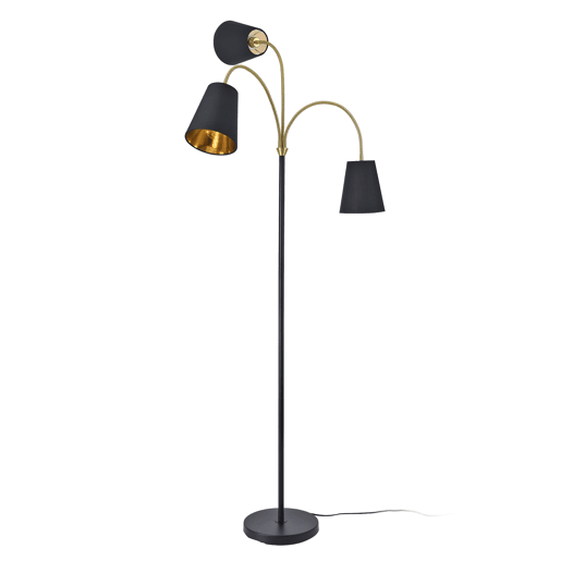 Candeeiro de pé Wycombe 3x E14 40W metal tecido 154x88 cm - PretoDourado lux.pro