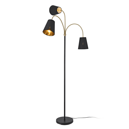 Candeeiro de pé Wycombe 3x E14 40W metal tecido 154x88 cm - PretoDourado lux.pro