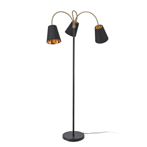 Candeeiro de pé Wycombe 3x E14 40W metal tecido 154x88 cm - PretoDourado lux.pro