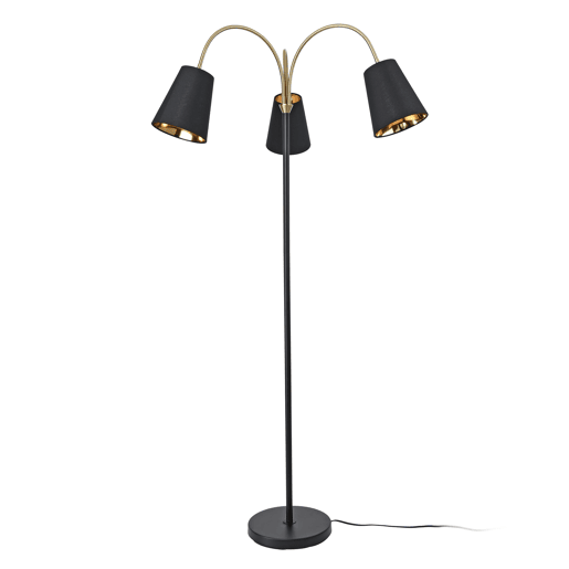 Candeeiro de pé Wycombe 3x E14 40W metal tecido 154x88 cm - PretoDourado lux.pro