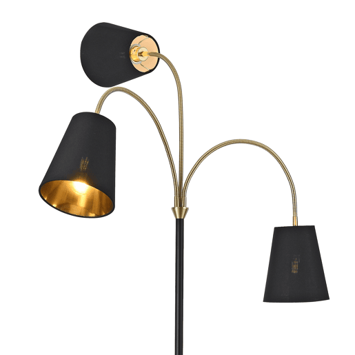 Candeeiro de pé Wycombe 3x E14 40W metal tecido 154x88 cm - PretoDourado lux.pro