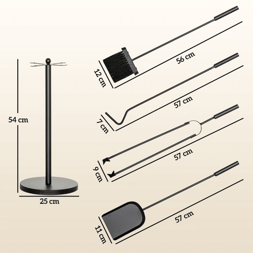 Outsunny Conjunto de Ferramentas para Lareira com 5 Peças Conjunto de Acessórios para Lareira de Metal com Escova Pá Tenaz Atiçador e Suporte Ø25x54 cm Preto Outsunny Conjunto de Ferramentas para Lareira com 5 Peças Conjunto de Acessórios para Lareira de Metal com Escova Pá Tenaz Atiçador e Suporte Ø25x54 cm Preto