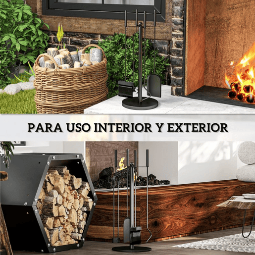 Outsunny Conjunto de Ferramentas para Lareira com 5 Peças Conjunto de Acessórios para Lareira de Metal com Escova Pá Tenaz Atiçador e Suporte Ø25x54 cm Preto Outsunny Conjunto de Ferramentas para Lareira com 5 Peças Conjunto de Acessórios para Lareira de Metal com Escova Pá Tenaz Atiçador e Suporte Ø25x54 cm Preto