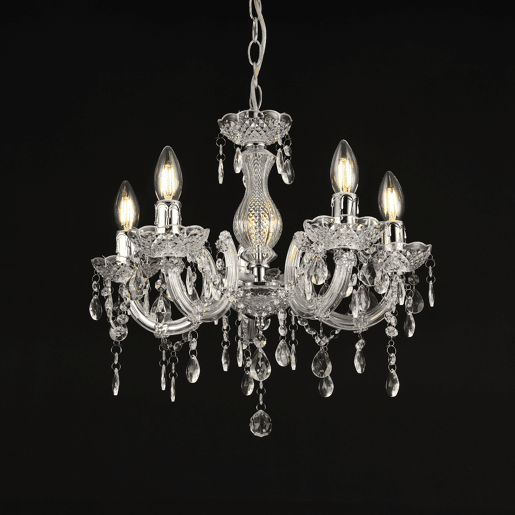 lux.pro Lustre 'Weimar' - Branco, 5 braços - 5xE14 - Candeeiro de teto