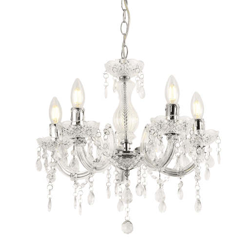 lux.pro Lustre 'Weimar' - Branco, 5 braços - 5xE14 - Candeeiro de teto