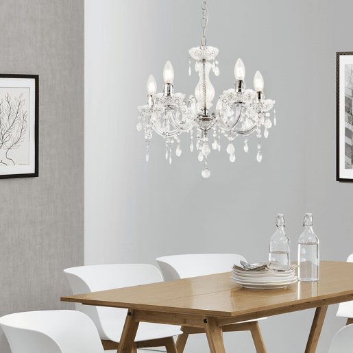 lux.pro Lustre 'Weimar' - Branco, 5 braços - 5xE14 - Candeeiro de teto