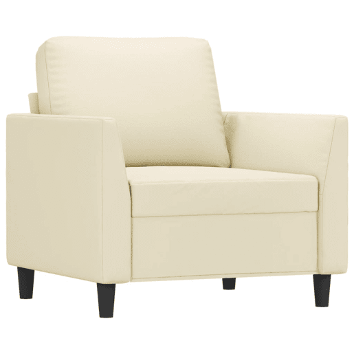 vidaXL Poltrona com apoio de pés couro artificial 60 cm cor creme vidaXL Poltrona com apoio de pés couro artificial 60 cm cor creme
