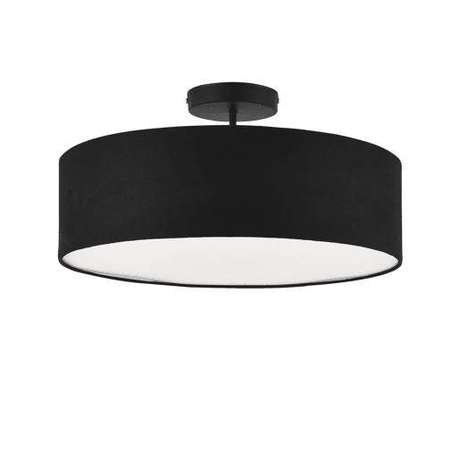 lux.pro Candeeiro de teto - Missouri 30 x 45 cm Design - Luz - Interior - Base quadrada - Plástico - Efeito têxtil - Preto  Branco