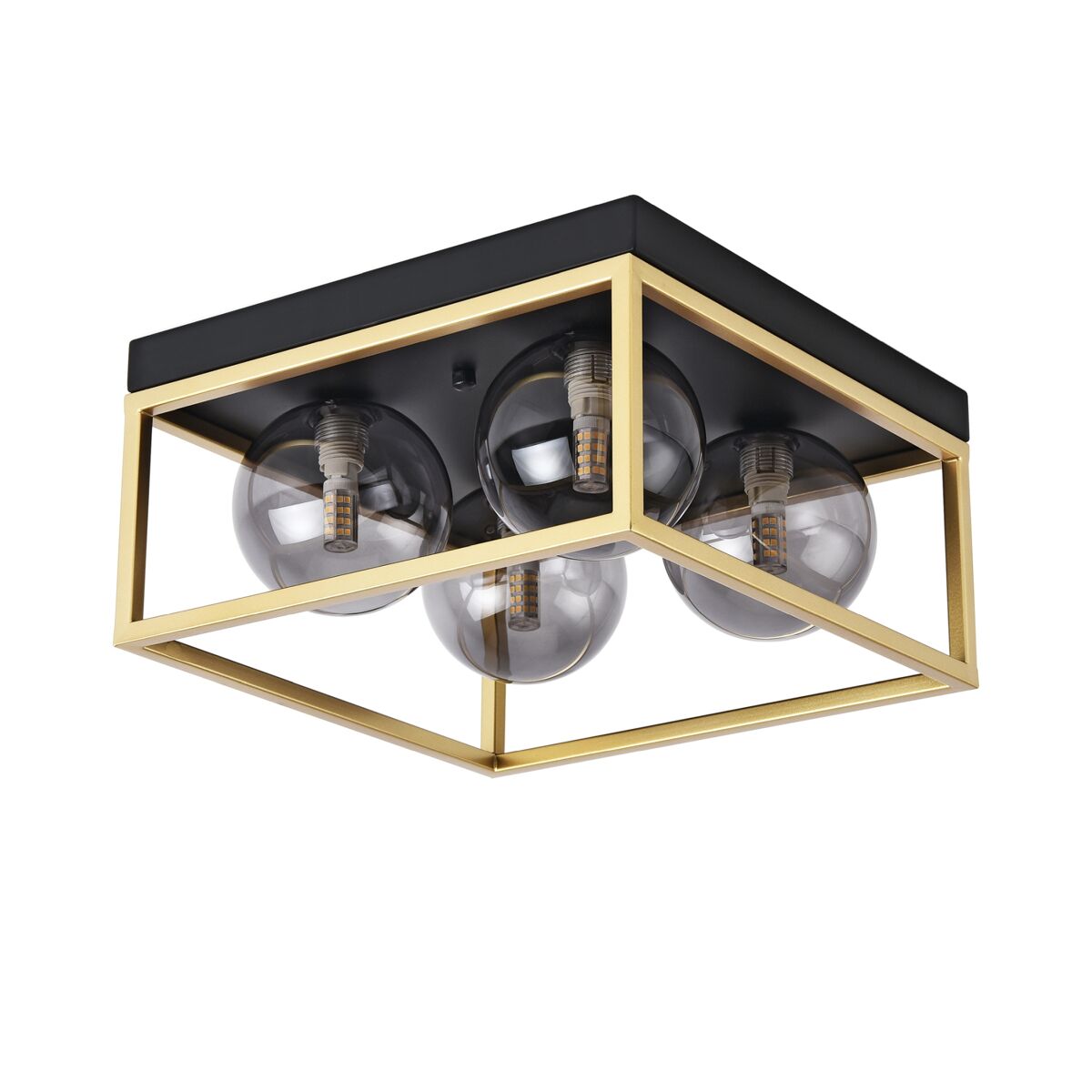 Lámpara de techo widnes 4x g9 28w metal/cristal 15x28x28cm- negro/dorado [lux.pro]