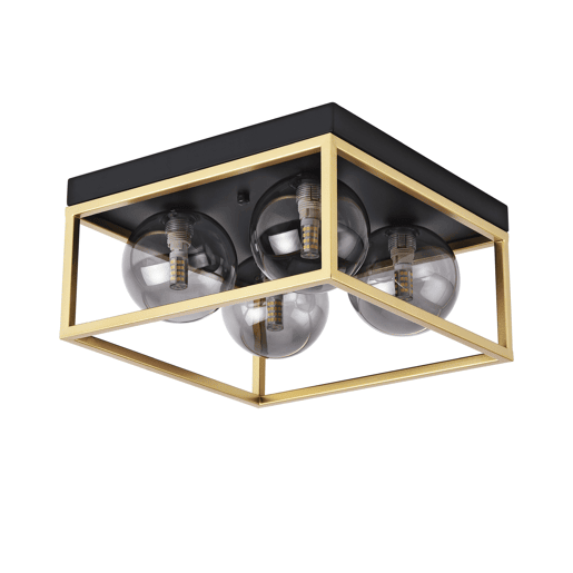 Candeeiro de teto Widnes 4x G9 28W metalvidro 15x28x28cm- PretoDourado lux.pro