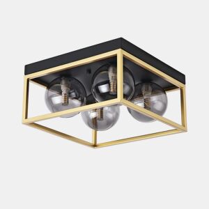 Candeeiro de teto Widnes 4x G9 28W metalvidro 15x28x28cm- PretoDourado lux.pro