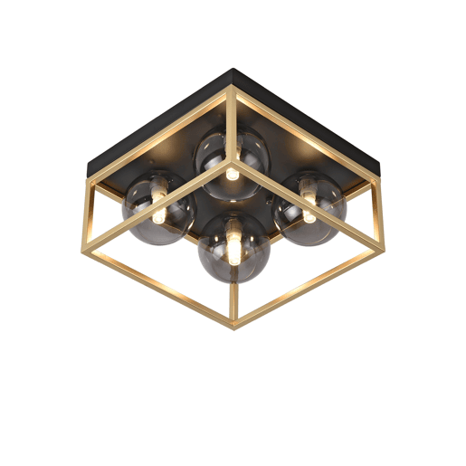 Candeeiro de teto Widnes 4x G9 28W metalvidro 15x28x28cm- PretoDourado lux.pro