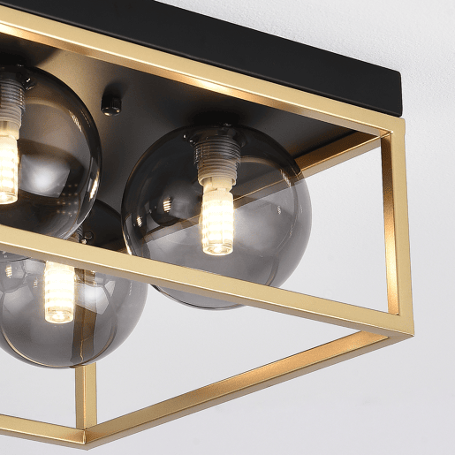 Candeeiro de teto Widnes 4x G9 28W metalvidro 15x28x28cm- PretoDourado lux.pro