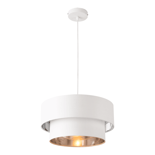 Candeeiro suspenso Lopar - E27 - 60W - Tecido metálico - 149 x Ø 40 cm Branco e Prata lux.pro lux.pro.
