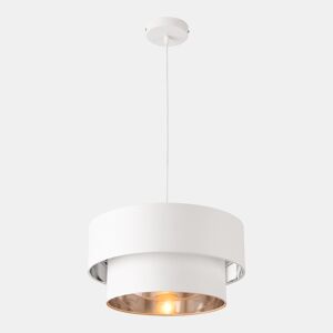 Candeeiro suspenso Lopar - E27 - 60W - Tecido metálico - 149 x Ø 40 cm Branco e Prata lux.pro lux.pro.