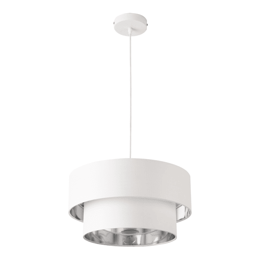 Candeeiro suspenso Lopar - E27 - 60W - Tecido metálico - 149 x Ø 40 cm Branco e Prata lux.pro lux.pro.