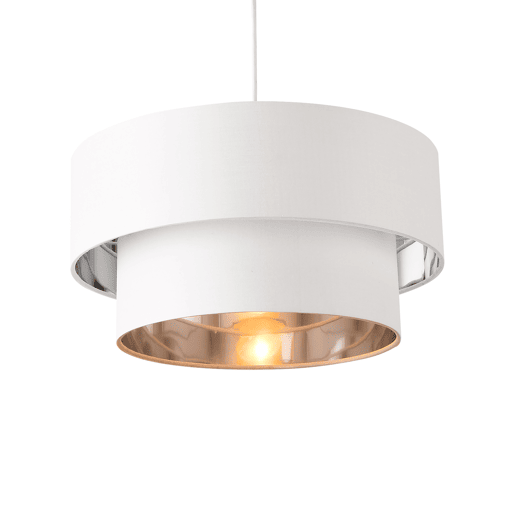 Candeeiro suspenso Lopar - E27 - 60W - Tecido metálico - 149 x Ø 40 cm Branco e Prata lux.pro lux.pro.